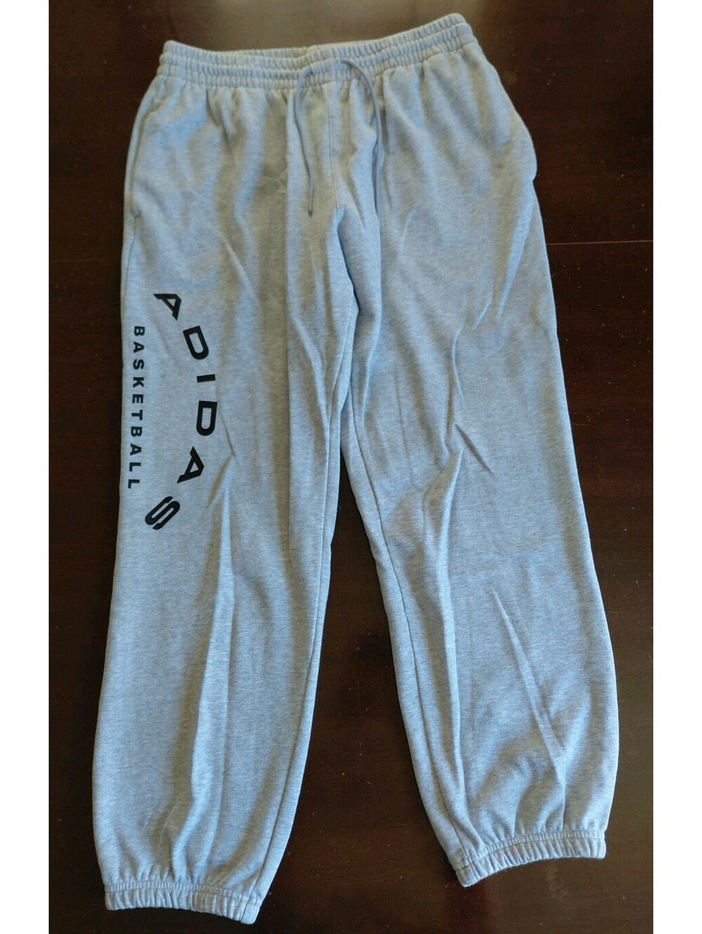 Adidas Sweatpants Mens Large Gray Fleece Joggers Basketball Drawstring